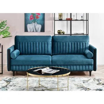 Pohovka Rozkládací pohovka EMELDA - modrozelená / černá