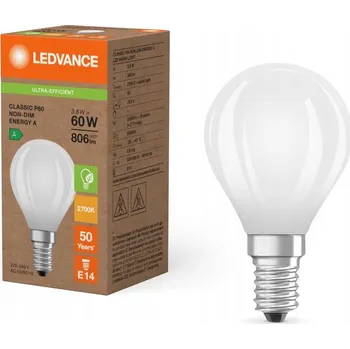 Žárovka LED žárovka Kulička E14 P45 3,8W = 60W 806lm 2700K Teplá bílá 330° Ledvance