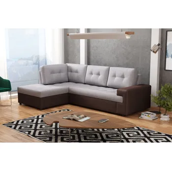 Sedací souprava Rohová sedací souprava CAMILLE - tmavě hnědá eko kůže / béžová, levý roh