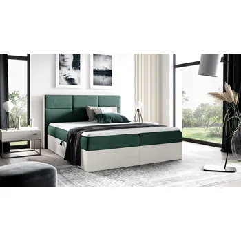 Postel Kontinentální postel 160x200 CHANTELLE 2 - nordic teak / zelená + topper ZDARMA