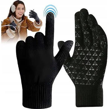 Rukavice ZIMNÍ PLETENÉ RUKAVICE NA LYŽE S MOŽNOSTÍ OVLÁDÁNÍ DOTYKOVÉ OBRAZOVKY