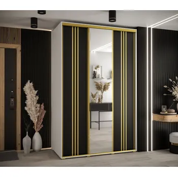 Šatní skříň Šatní skříň ASIRI 7 - 150/45 cm, bílá / černá / zlatá