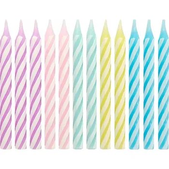 Narozeninové svíčky 24/24, makronkové s proužkem, 6 cm