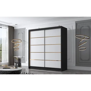 Šatní skříň Šatní skříň MILINA - 180 cm, černá / bílá