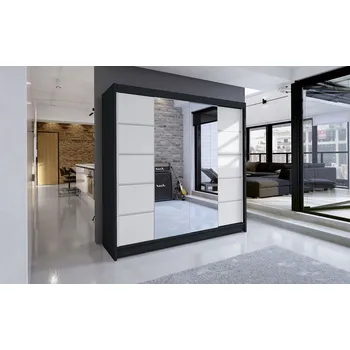 Šatní skříň Šatní skříň TABITHA 5 - šířka 180 cm, černá / bílá