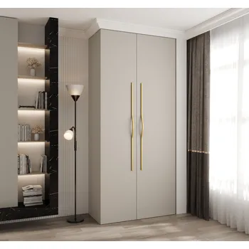 Šatní skříň Šatní skříň s policemi 110/50 LORENA 2 - kašmír / zlatá
