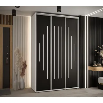 Šatní skříň Šatní skříň ASIRI 12 - 150/45 cm, bílá / černá / stříbrná