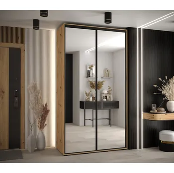 Šatní skříň Šatní skříň YVONA 2 - 140/45 cm, dub artisan / černá