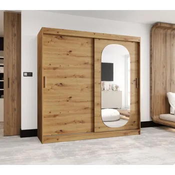 Šatní skříň Šatní skříň 200 cm BEREN se zrcadlem - dub artisan
