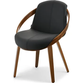 Jídelní židle Designová jídelní židle HODA - ořech / černá eko kůže