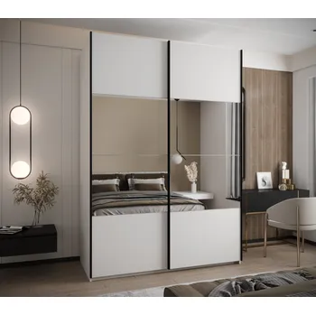 Šatní skříň Dvoudveřová skříň SAMARA 4 - 180 cm, bílá / černá