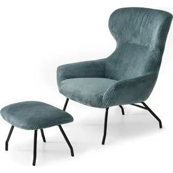 Křeslo Křeslo ušák TOBIAS - tyrkysové / černé