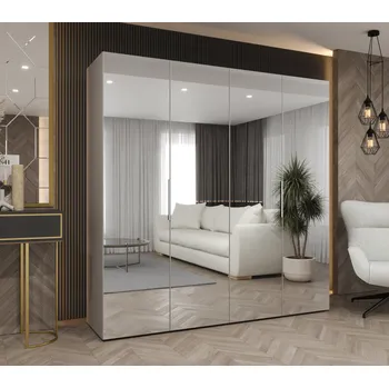 Šatní skříň Zrcadlová šatní skříň 200 cm RABIA - kašmírová