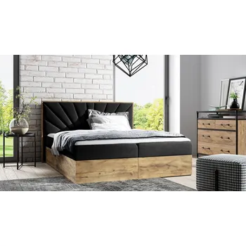 Postel Kontinentální postel 160x200 CHANTELLE 7 - dub wotan / grafitová + topper ZDARMA