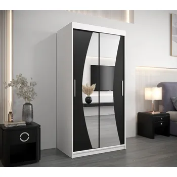 Šatní skříň Skříň s posuvnými dveřmi BETA - 100 cm, bílá / černá