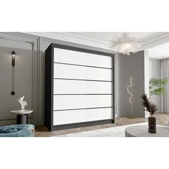 Šatní skříň Dvoudveřová šatní skříň NICA - šířka 180 cm, černá / bílá