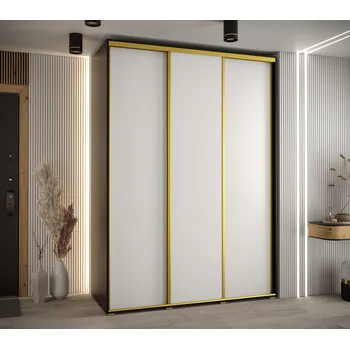 Šatní skříň Šatní skříň YVONA 1 - 180/60 cm, černá / bílá / zlatá