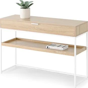 Konferenční stolek Konzolový stolek NIRAI s policí a šuplíkem - sonoma / bílý