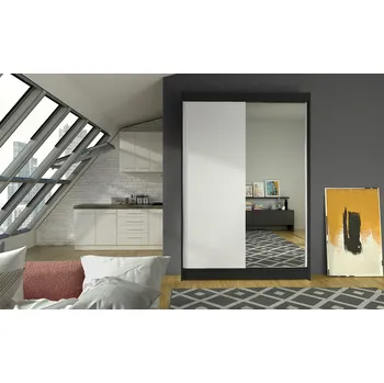 Šatní skříň Moderní šatní skříň LINH 1 - šířka 120 cm, černá / bílá