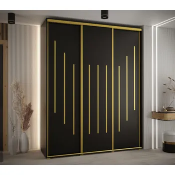 Šatní skříň Šatní skříň ASIRI 8 - 190/60 cm, černá / zlatá