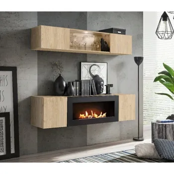 Obývací stěna Obývací nábytek FREYA s biokrbem - hickory jackson