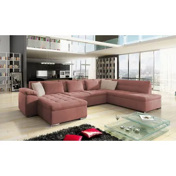 Sedací souprava Sedačka do U na každodenní spaní NELLI 1 - růžová, levý roh