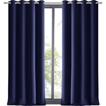 Obraz Závěs Tmavě modrý Matný Hladký Dekorace Okna do Obývacího pokoje 145x240P