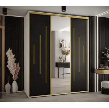 Šatní skříň Šatní skříň ASIRI 13 - 190/60 cm, bílá / černá / zlatá