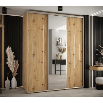 Šatní skříň Šatní skříň YVONA 13 - 190/60 cm, dub artisan / stříbrná