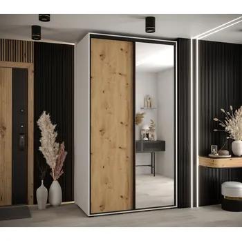 Šatní skříň Šatní skříň ASIRI 3 - 130/60 cm, bílá / dub artisan / černá