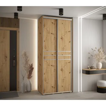 Šatní skříň Šatní skříň ASIRI 10 - 100/60 cm, dub artisan / stříbrná