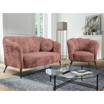 Sedací souprava Sestava sedacích souprav KOHANA - hnědá / černé nožky