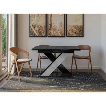 Jídelní stůl Rozkládací stůl do jídelny 120x90 cm FIGOL - beton / lesklý černý