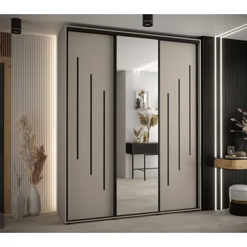 Šatní skříň Šatní skříň INDIRA 9 - 200/60 cm, kašmír / černá