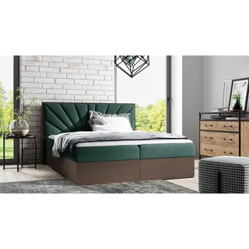 Postel Kontinentální postel 180x200 CHANTELLE 7 - tmavý dub / zelená + topper ZDARMA