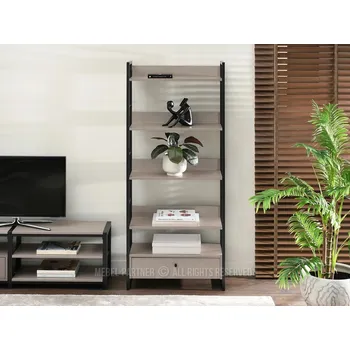 regál Policový regál SORLEY se šuplíkem - béžový / černý