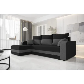 Sedací souprava Rohová sedací souprava s opěrkami HORTENZIE - černá / šedá