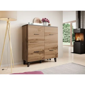 Komoda Komoda s dvířky COLINA - dub wotan / černá