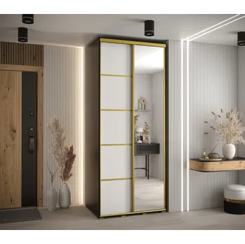 Šatní skříň Šatní skříň ASIRI 5 - 120/60 cm, černá / bílá / zlatá