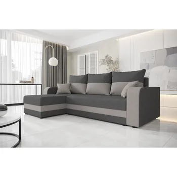 Sedací souprava Rohová sedací souprava s opěrkami HORTENZIE - šedá / světle šedá