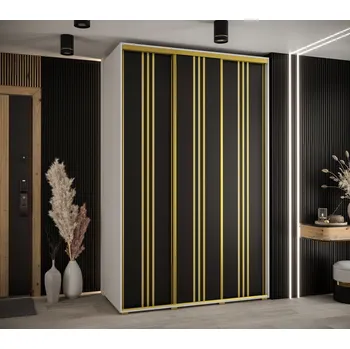 Šatní skříň Šatní skříň YVONA 6 - 160/60 cm, bílá / černá / zlatá