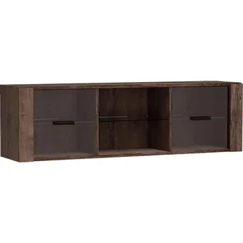 Policová skříň Závěsná vitrína BESS - jasan tmavý