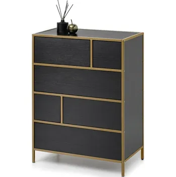 Komoda Šuplíková komoda MAIRA - černá / zlatá