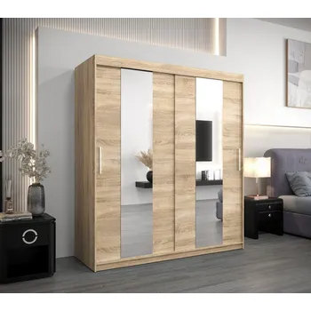 Šatní skříň Skříň s posuvnými dveřmi KARIN - šířka 180 cm, dub sonoma