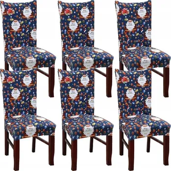 Potah na židli 6x VÁNOČNÍ POTAH NA ŽIDLI ELASTICKÝ UNIVERZÁLNÍ