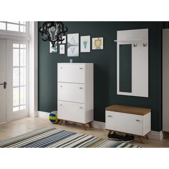 Předsíňová stěna Nábytek do předsíně KATIA 2 - bílý / dub kraft zlatý