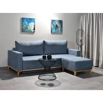 Pohovka Rozkládací pohovka s taburetem DALENA - modrá / dub