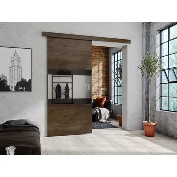 Interiérové dveře Posuvné interiérové dveře se zrcadlem OLIVERIO - 100 cm, jasan