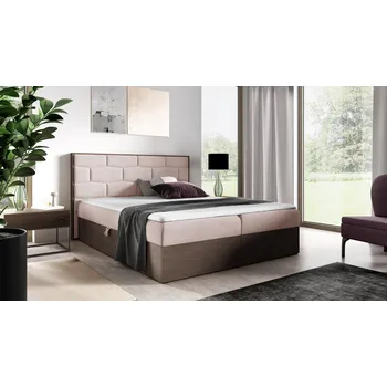 Postel Kontinentální postel 180x200 CHANTELLE 9 - tmavý dub / růžová + topper ZDARMA