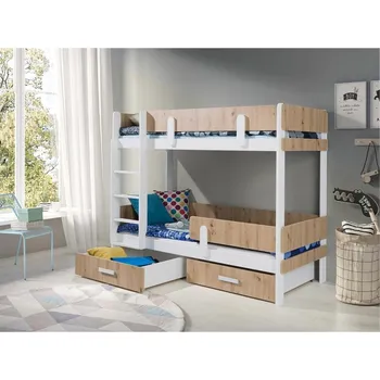 Dětská postel Dětská patrová postel se zábranou 80x180 HALVER 1 - bílá / dub artisan, pravé provedení